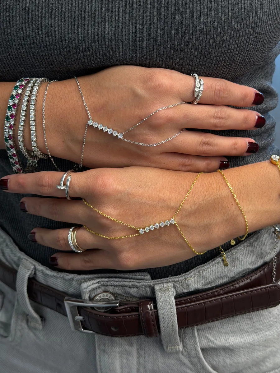 Statement Hand Chain Bracelet worn