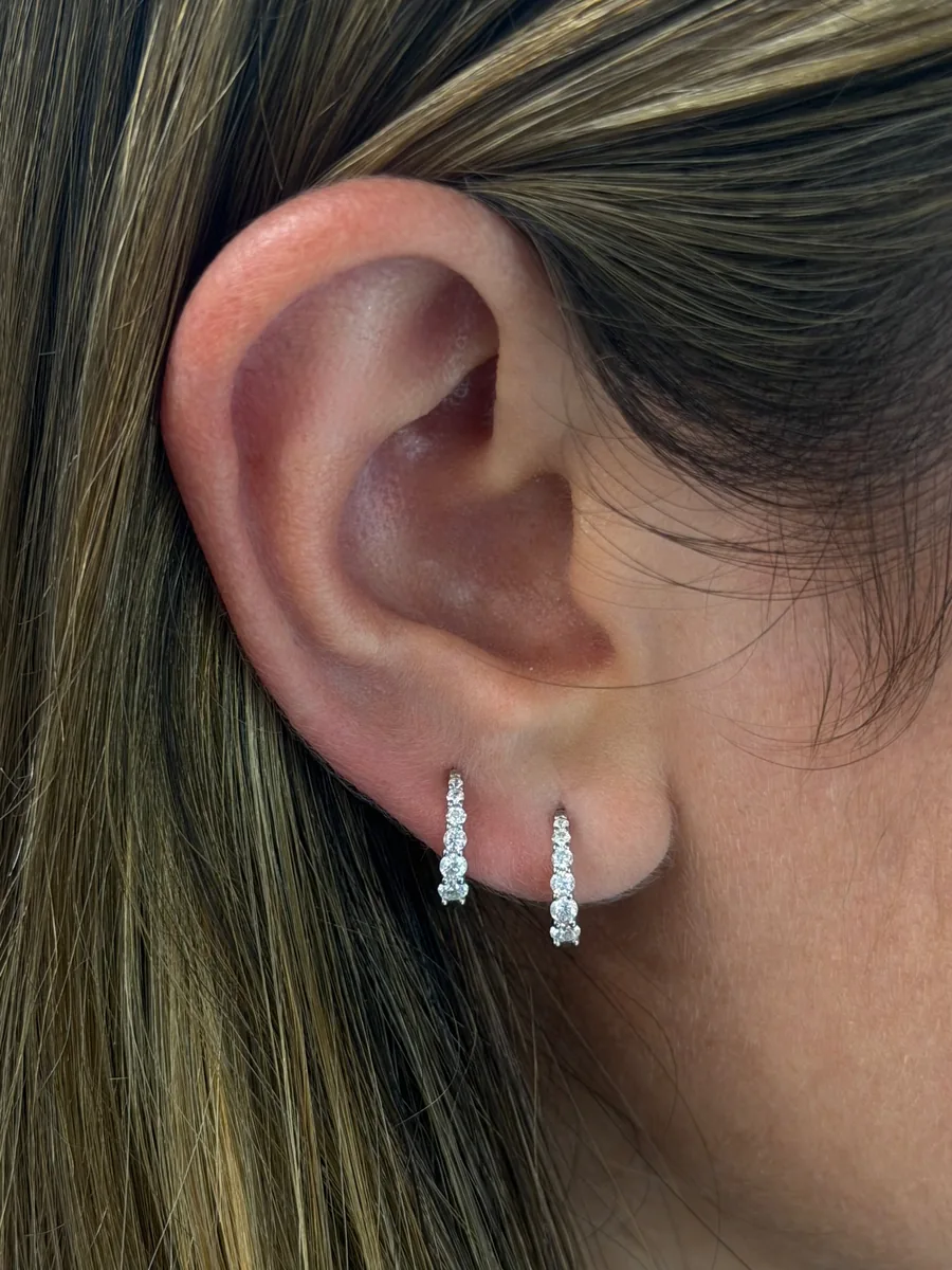 Tiny Graduated Hoop Earrings worn