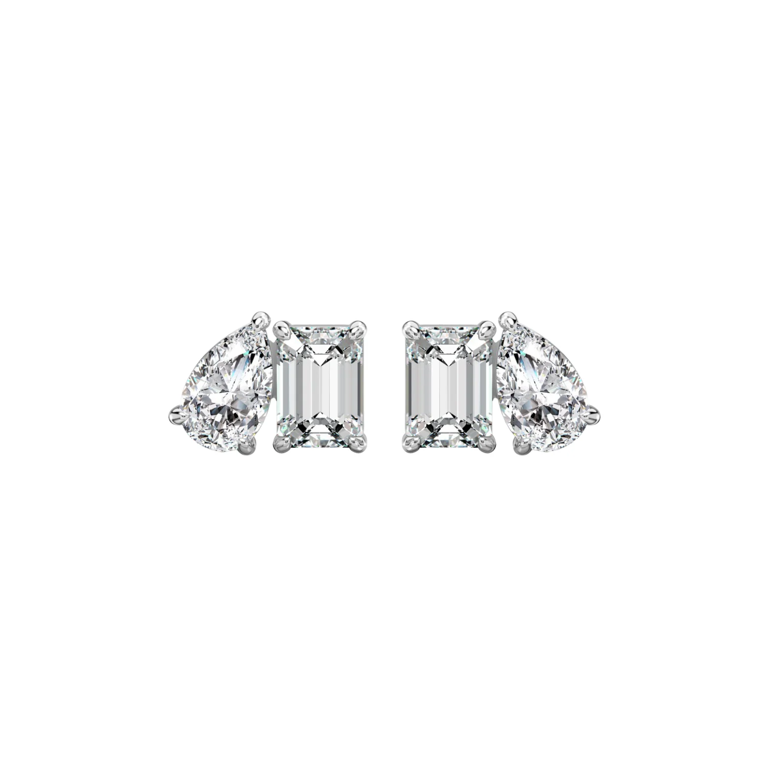 Toi et Moi Emerald & Pear Cut Stud Earrings